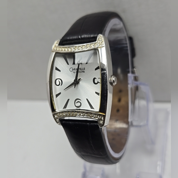 Caravelle by Bulova Womens Watch Diamond Bezel Leather Strap New Battery - Picture 2 of 11